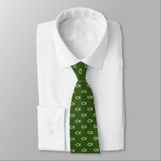 White Christian Fish Symbol Mönster | GRÖNT Slips