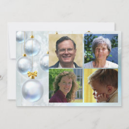 White Christmas Ornaments and Four Photos Julkort