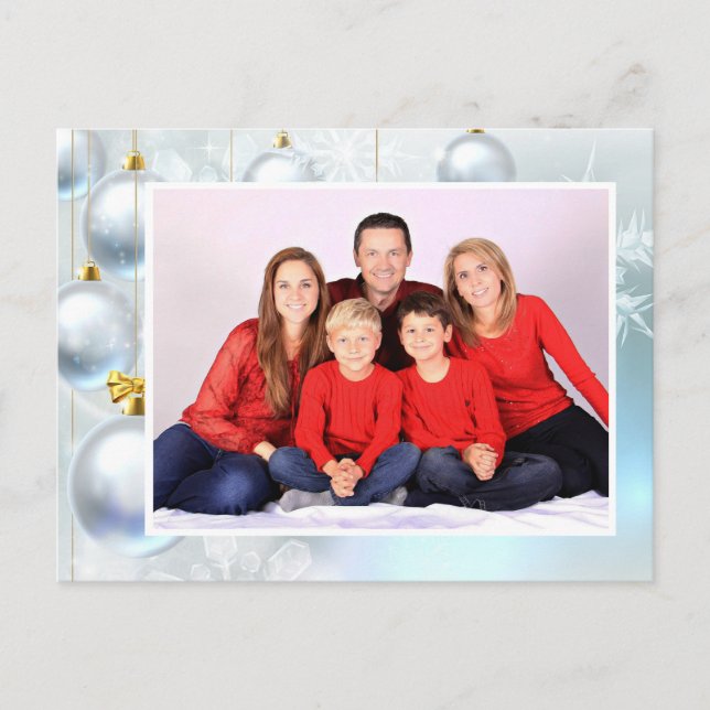White Christmas Ornaments personalize with Photo Helg Vykort (Framsida)