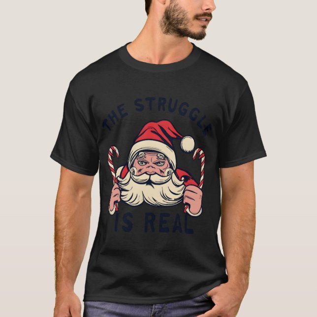 white Christmas quotHE STRUGGLE IS REAL quot retro T Shirt (Framsida)