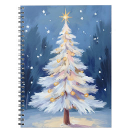 White Christmas Tree Winter Snow Anteckningsbok