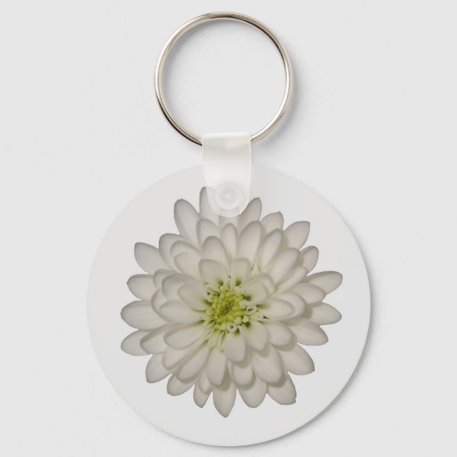 White Chrysanthemum Keychain Nyckelring (Framsida)