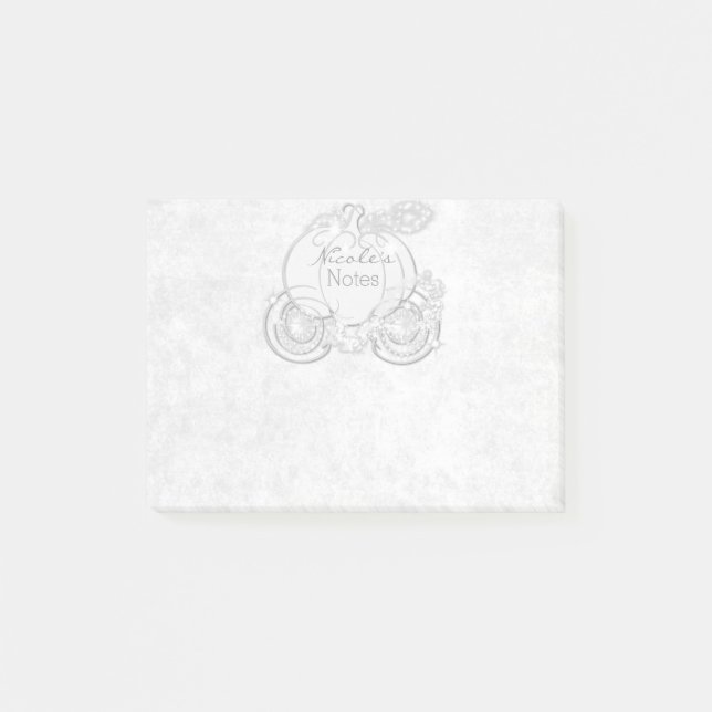 White Cinderella Carriage Storybook Personlig Post-it Block (Framsida)