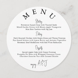 White Circle Modern Simple Wedding Menu Meny