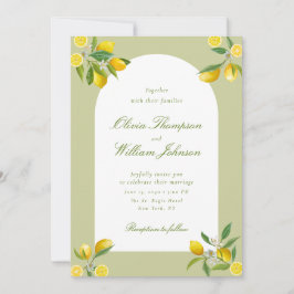 White Citrus Green Lemon Wedding Invitation Inbjudningar
