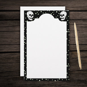 White Classic Skull Halloween Goth Brevpapper
