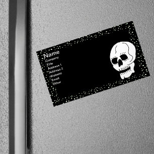 White Classic Skull Halloween Goth Visitkortmagnet