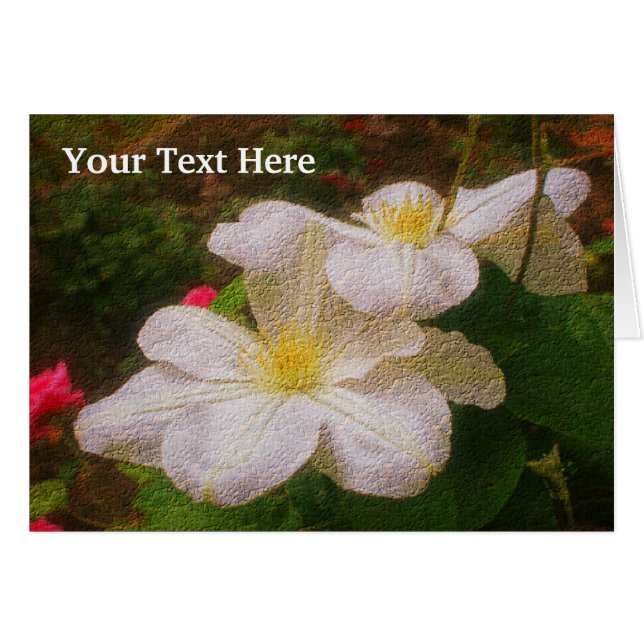 White Clematis Blommigt Art Photo Card Hälsningskort (Framsidan Horizontal)