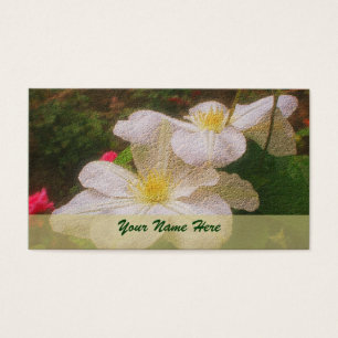 White Clematis Flower Art Visitkort