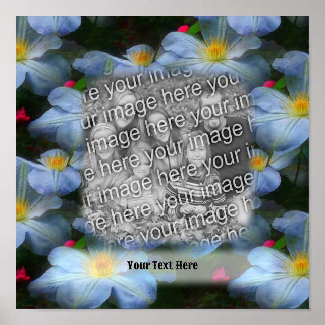 White Clematis Flower Ram Skapar ditt eget foto Poster (Framsidan)