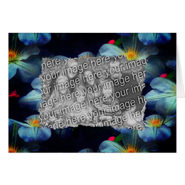 White Clematis Flowers Photo Ram Card Hälsningskort (Framsidan Horizontal)