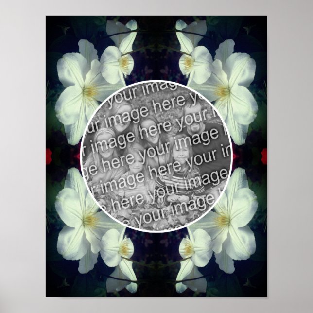 White Clematis Flowers Ram Skapar ditt eget foto Poster (Framsidan)