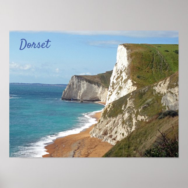 White Cliffs längs Jurassic Kusten, Dorset, Englan Poster (Framsidan)