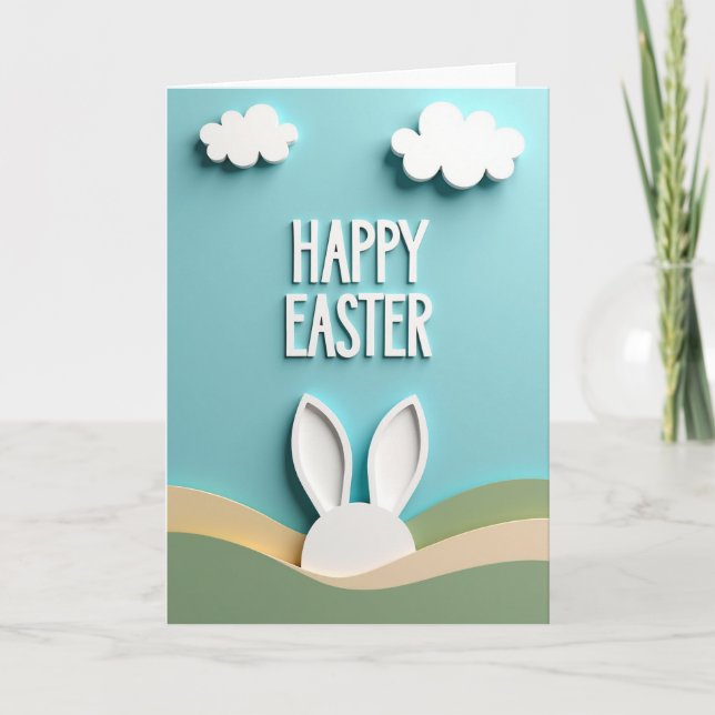 White Cloud Easter Scene Card Kort (Framsida)
