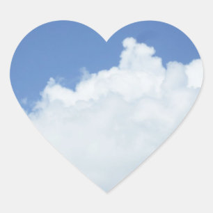 White Cloud Shape i Blå himmel Hjärtformat Klistermärke