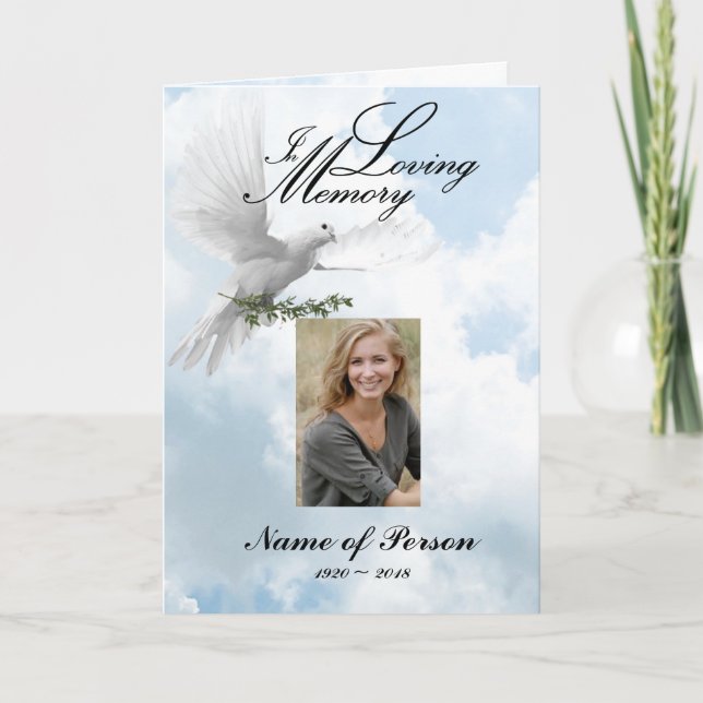 White Clouds Dove Funeral Program (Framsida)