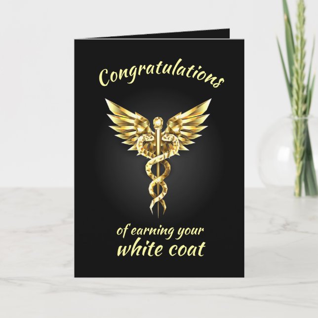 White Coat-ceremoni Guld Läkar- Kort (Framsida)