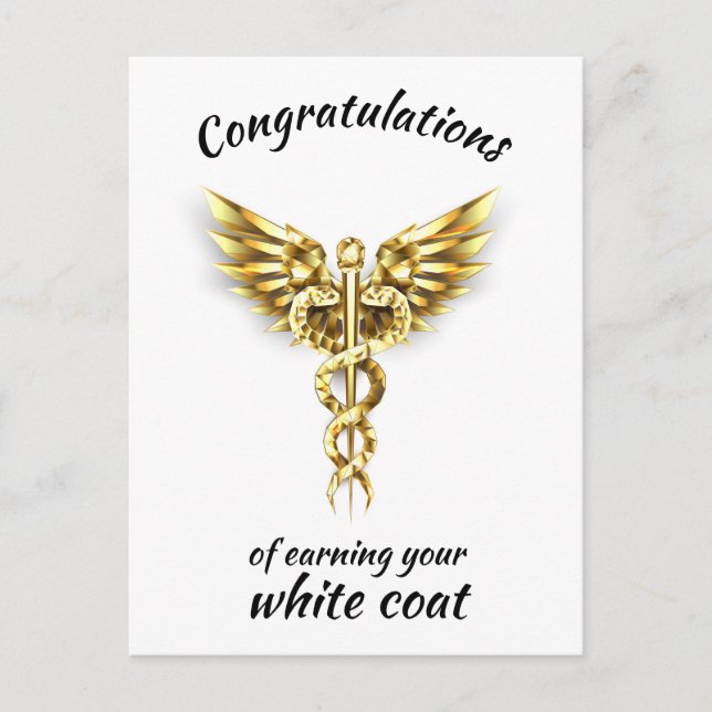 White Coat-ceremoni Guld Medicinsk  Vykort (Framsida)