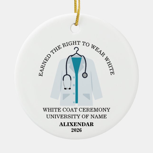 White Coat Ceremony Ornament, Doctor Graduation Julgransprydnad Keramik (Framsidan)
