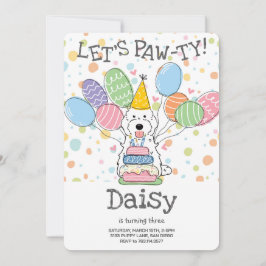 White Cockapoo Cavapoo Hund Födelsedagsfest Inbjudningar