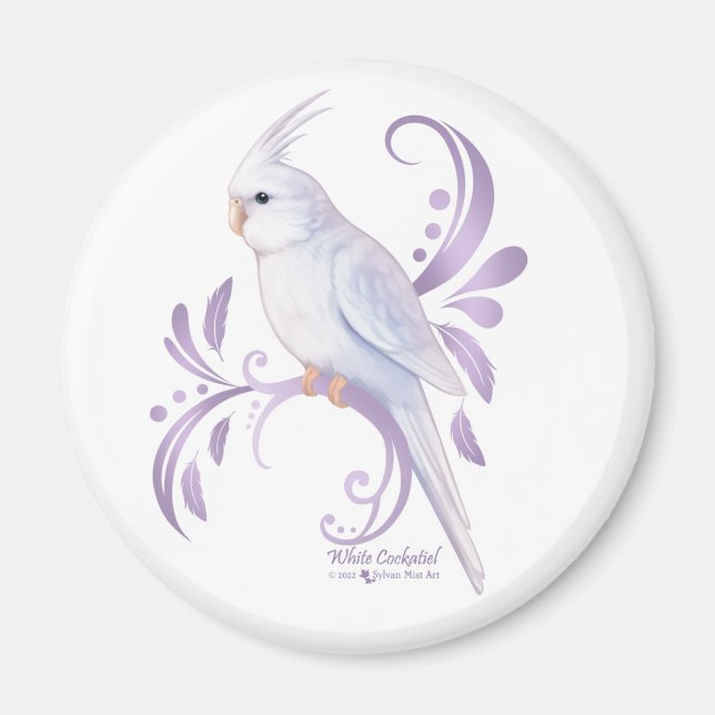White Cockatiel Magnet (Framsidan)