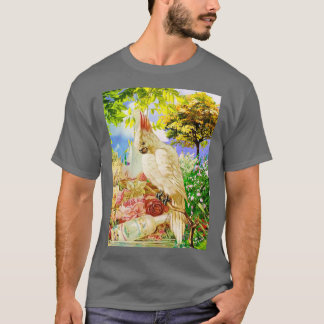White Cocktail Parrot T Shirt