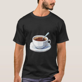 White coffee cup on a saucer filled with coffee t shirt
