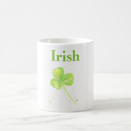 White Coffee Mugg med Grönt Irish Shamrock