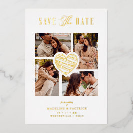 White Collage Wedding Golden Heart 4 Photos Real