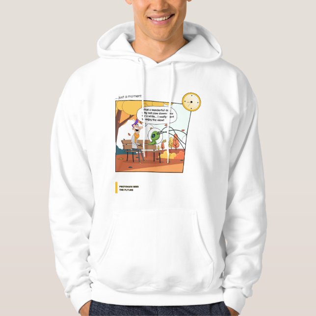 White Comics Style Man Hoodie (Framsida)