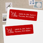 White Company Logotyp, Helgdag Red Returadress Etikett<br><div class="desc">Röd returadressetikett med vit logotyp är perfekt för företagets julhälsningskort till kunder och anställda. Byt lätt den röda bakgrunden färg eller överför till en partiklisterform.</div>