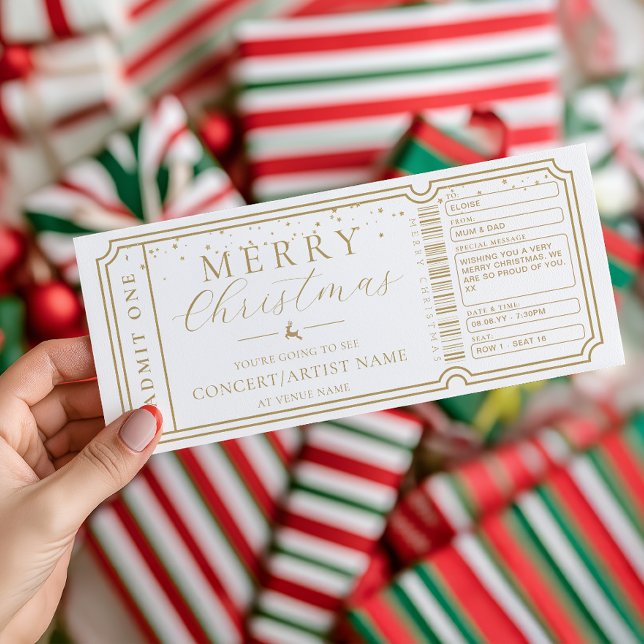 White Concert Ticket Gift Voucher Card Inbjudningar (Skapare uppladdad)