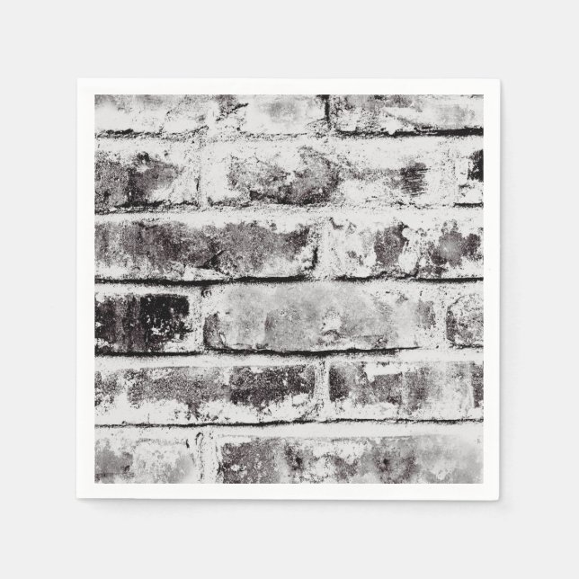 White Contrast Industrial Rustic Brick Struktur Pappersservett (Framsidan)