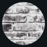 White Contrast Industrial Rustic Brick Struktur Runt Klistermärke<br><div class="desc">Anpassa med all text du vill ha.</div>
