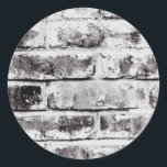 White Contrast Industrial Rustic Brick Struktur Runt Klistermärke<br><div class="desc">Anpassa med all text du vill ha.</div>