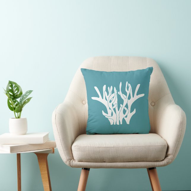 White Coral Gren Cyan Dekorativ kudde (Stol)