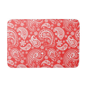 White & Coral Ikat Vintage Paisley Badrumsmatta