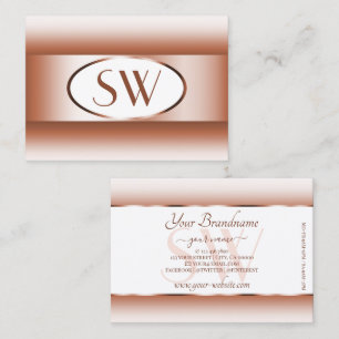 White Coral Shimmery Gradient Oval Ram Initialer Visitkort