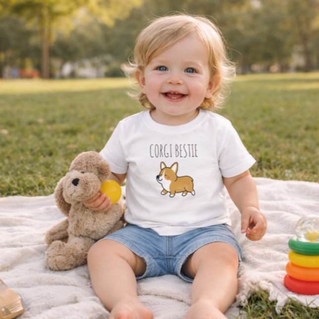 WHITE CORGI BESTIE TSHIRT T SHIRT (Skapare uppladdad)