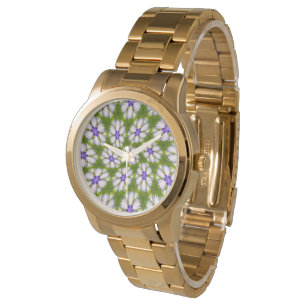 White Cornblommor Mönster Armbandsur