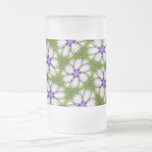 White Cornblommor Mönster Frostat Ölglas