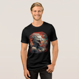 White Cosmic Dragon in Fiery Storm T Shirt