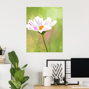 White Cosmos Flower Artist Poster