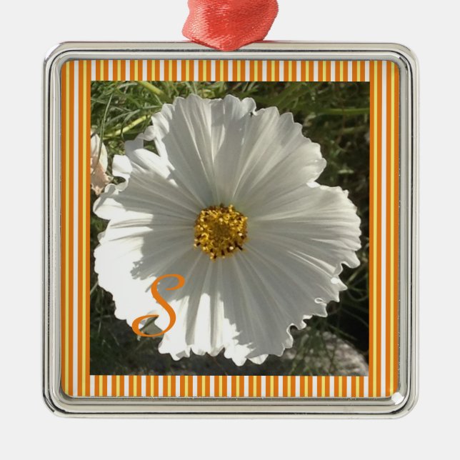 White Cosmos Flower Ceramic Ornament (Framsidan)