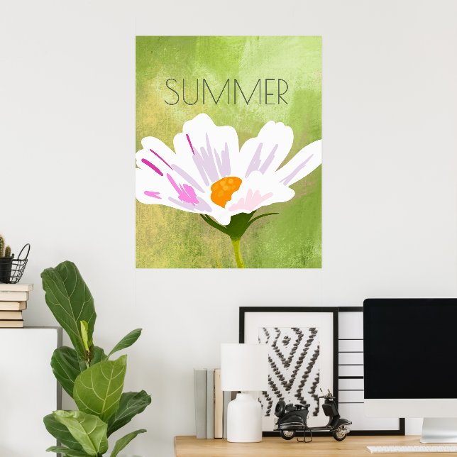 White Cosmos Flower Summer Poster (Hemmakontoret)