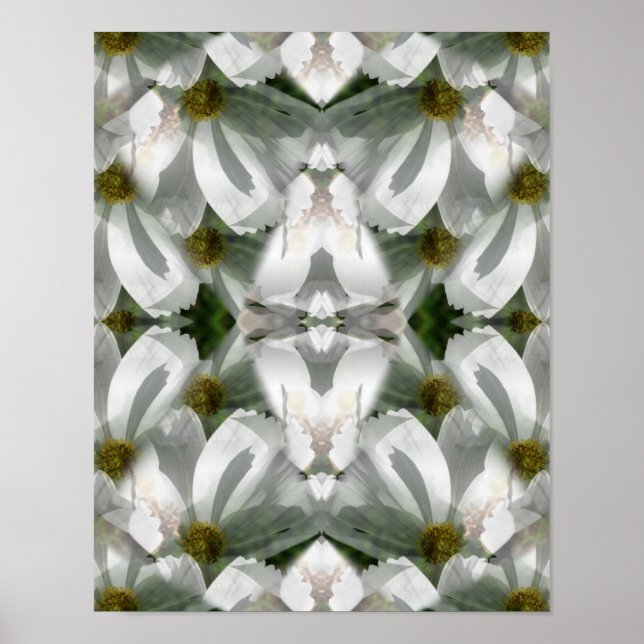 White Cosmos Flowers Abstrakt Art Poster (Framsidan)