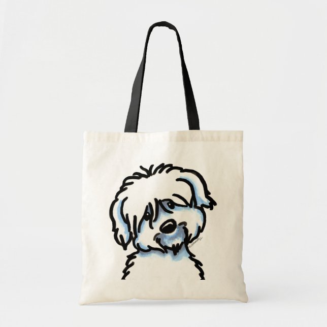 White Coton de Tulear Ansikte Tygkasse (Framsidan)
