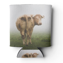 White Cow Bull tittar tillbaka i Foggy Fält