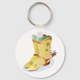 White Cowboy Boots med Riding Spurs Nyckelring