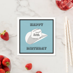 White Cowboyhatt-födelsedag Pappersservett